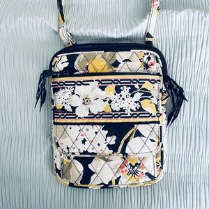 Small Vera Bradley Quilted Black, Yellow, & White Crossbody Bag